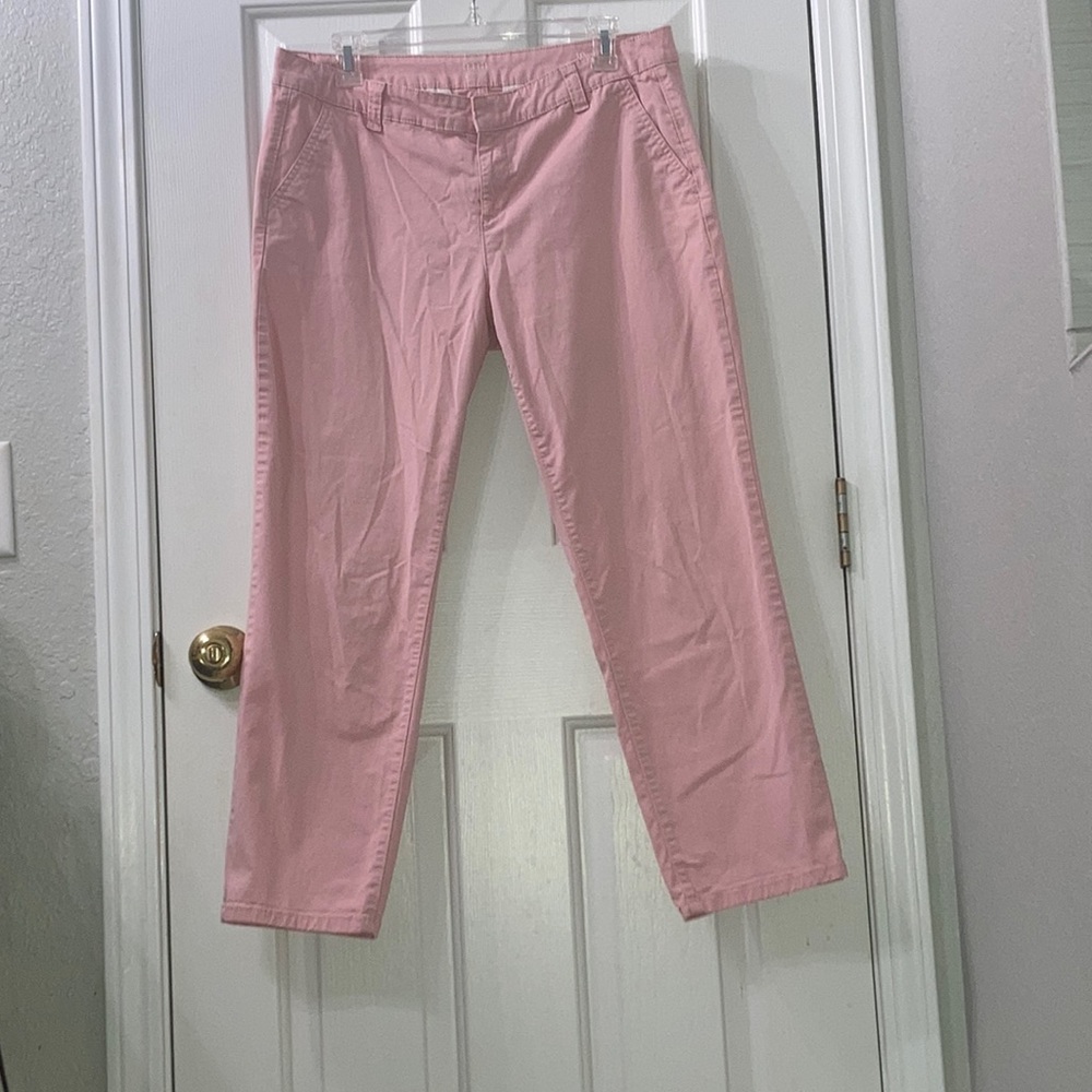 a.n.a Pastel Pink Chino Crop Mid-Rise Loose Pants Cotton and Spandex Size 10